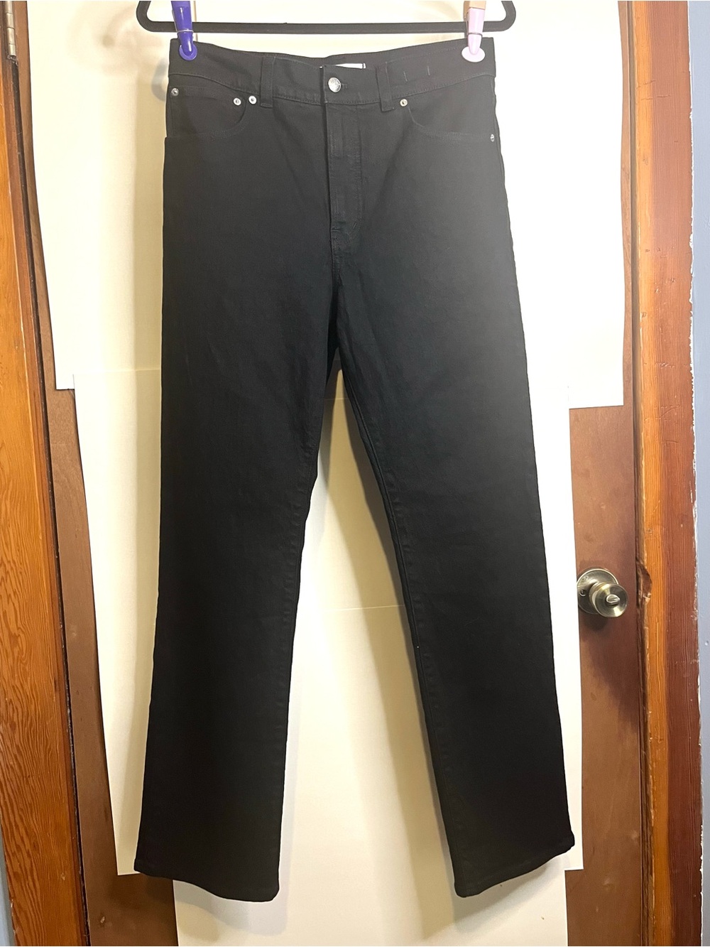 Madewell Women’s Size 28 (Waist 29) Black Denim Longline Straight Leg Jeans